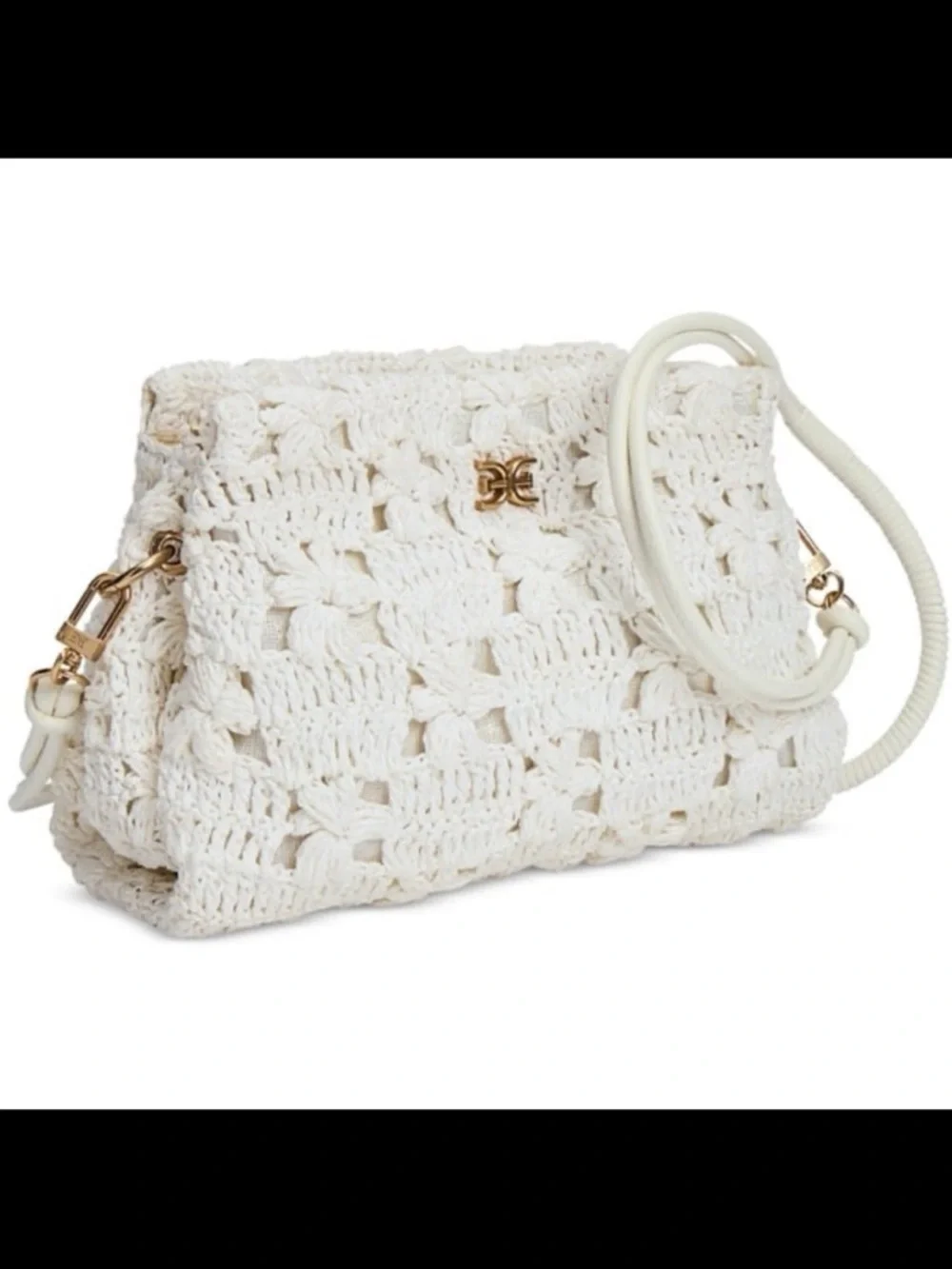 NWT sam Edelman Layla floral raffia crochet shoulder bag